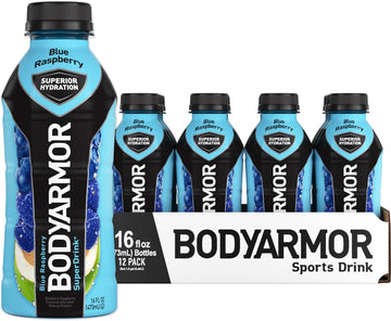 Bodyarmor Sports Drink Sports Beverage, Blue Raspberry, Natural Flavors With Vitamins, Potassium-Packed Electrolytes, No Preservatives, Perfect For Athletes, 16 Fl Oz (Pack Of 12)
