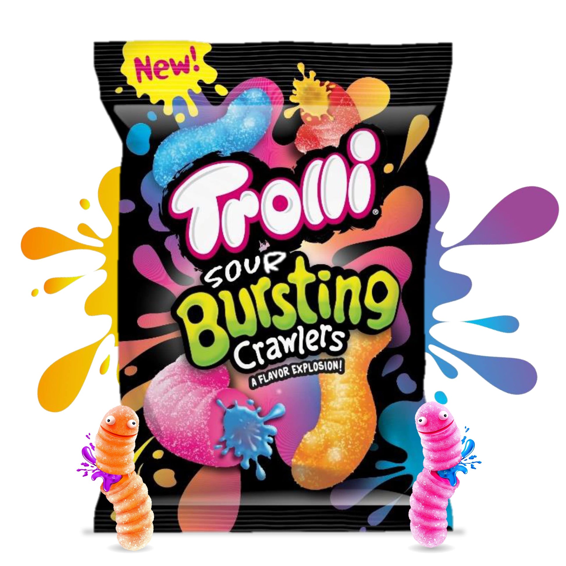 Trolli Sour Bursting Crawlers Gummy Candy, 4.25 Ounce, Blue, Pack of 1