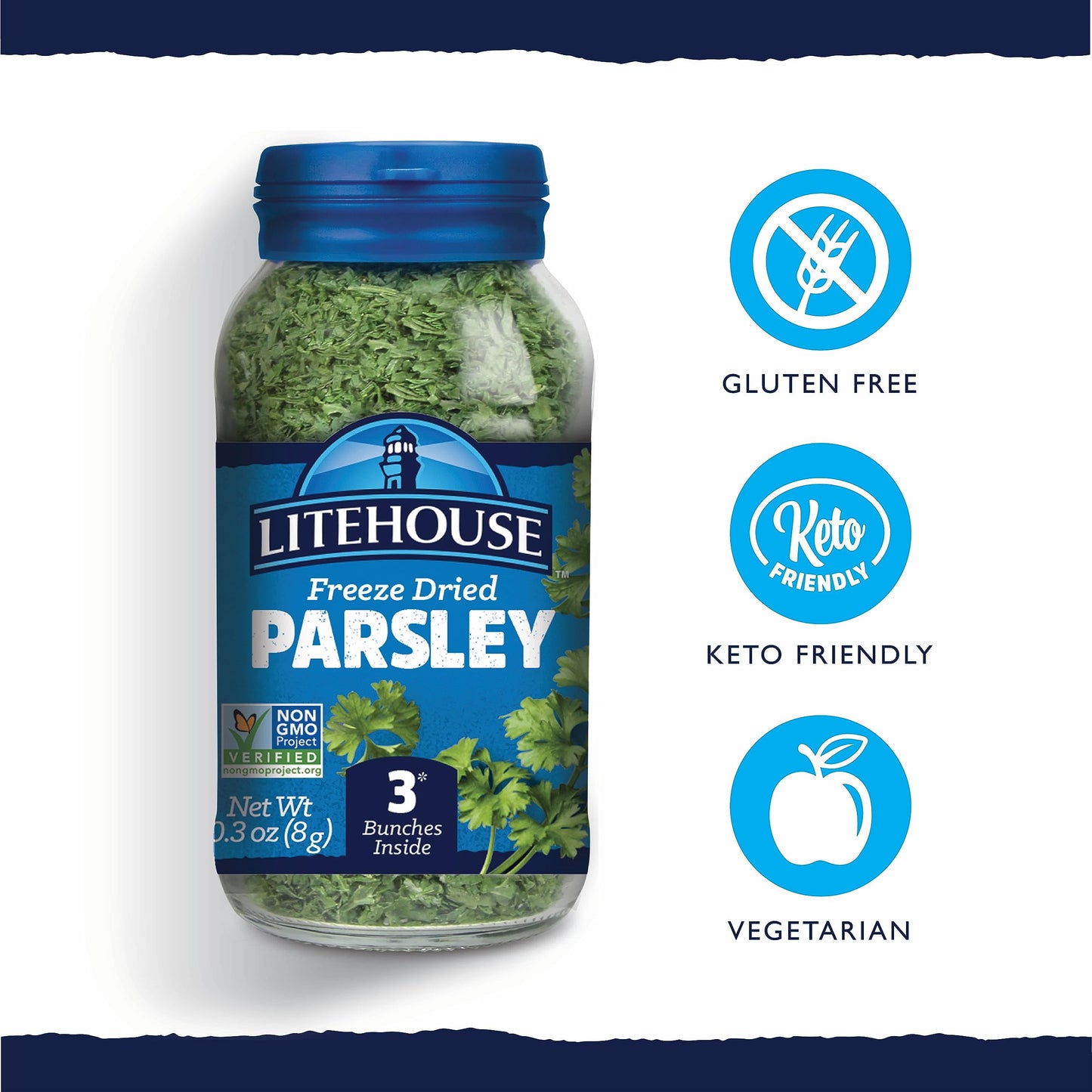 LITEHOUSE Freeze Dried Parsley, Non-GMO, Gluten-Free, 0.3 Ounce, Equivalent to 3 Fresh Bunches