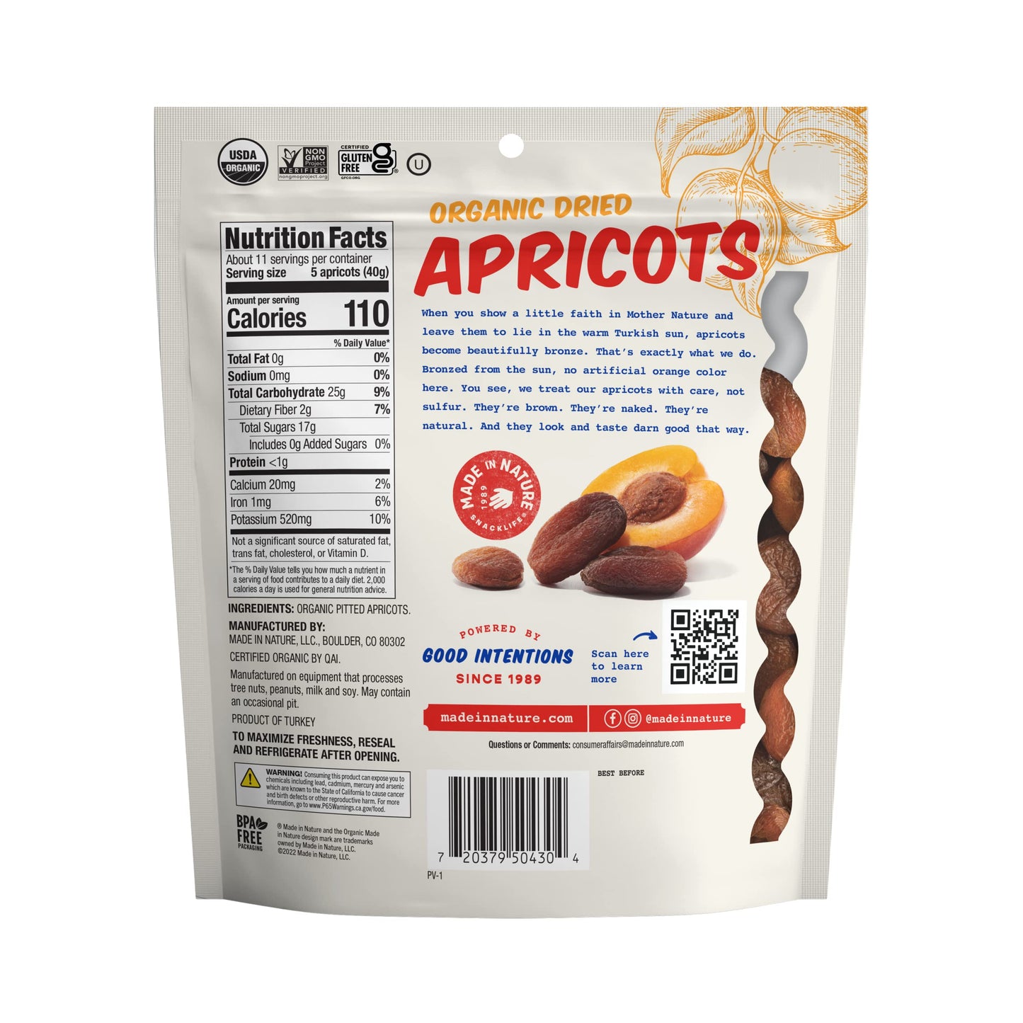 Made In Nature Organic Dried Apricots, 16 Ounce (Pack of 1) - Vegan Snack, Non-GMO, Unsulfured, Gluten Free, Kosher
