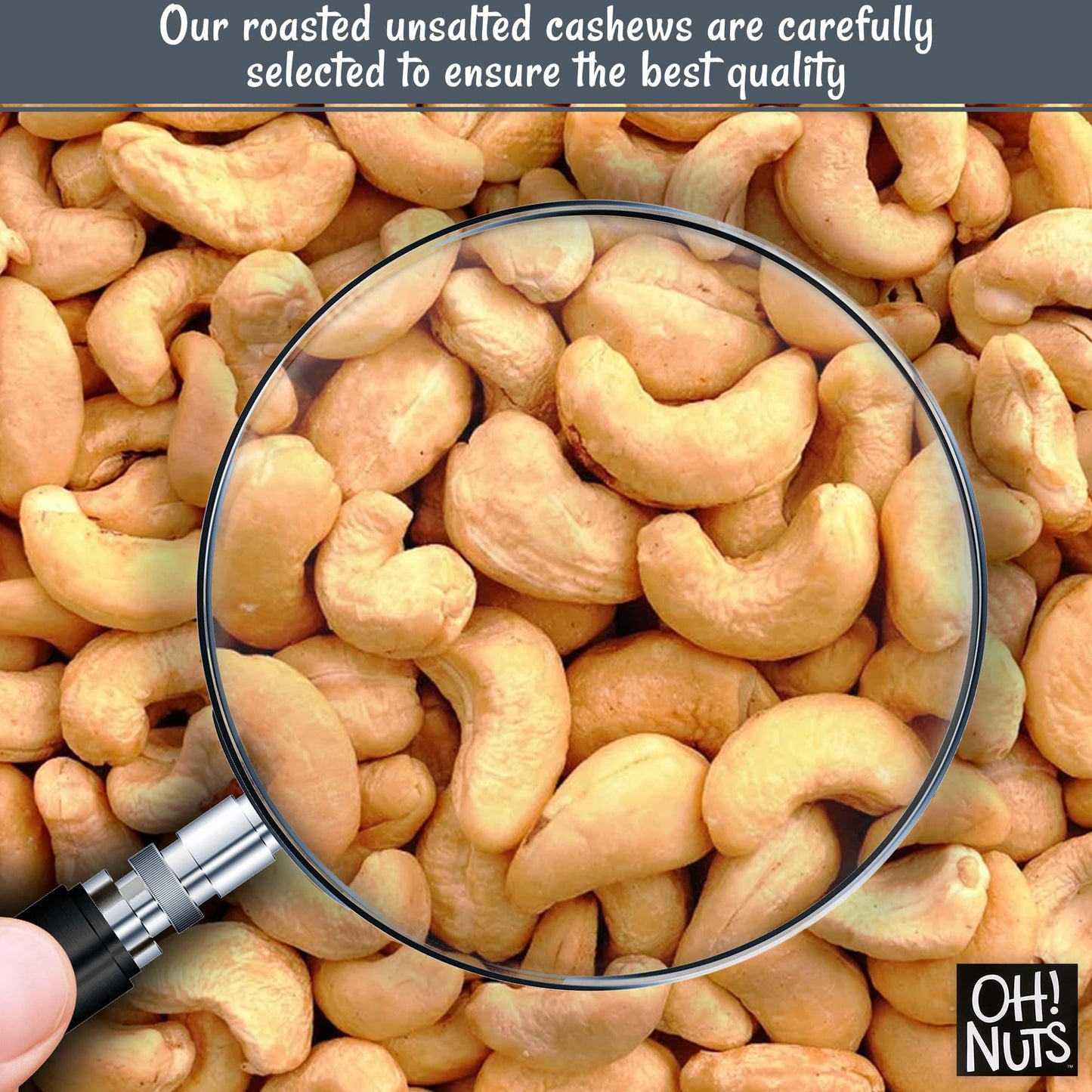 Oh! Nuts Cashews Roasted Unsalted - 1 Lb - Roasted Unsalted Cashews - Packed In New York Zip-Seal Bag For Exceptional Freshness
