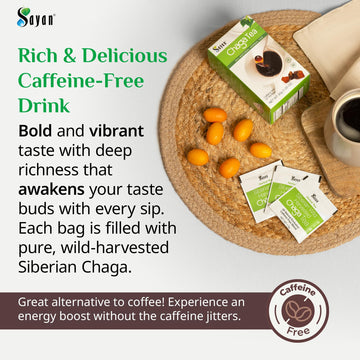 Sayan Chaga Mushroom Tea – 20 Unbleached Bags, Organic, Caffeine-Free, 1.05 Oz (30g), Immune & Digestion Support
