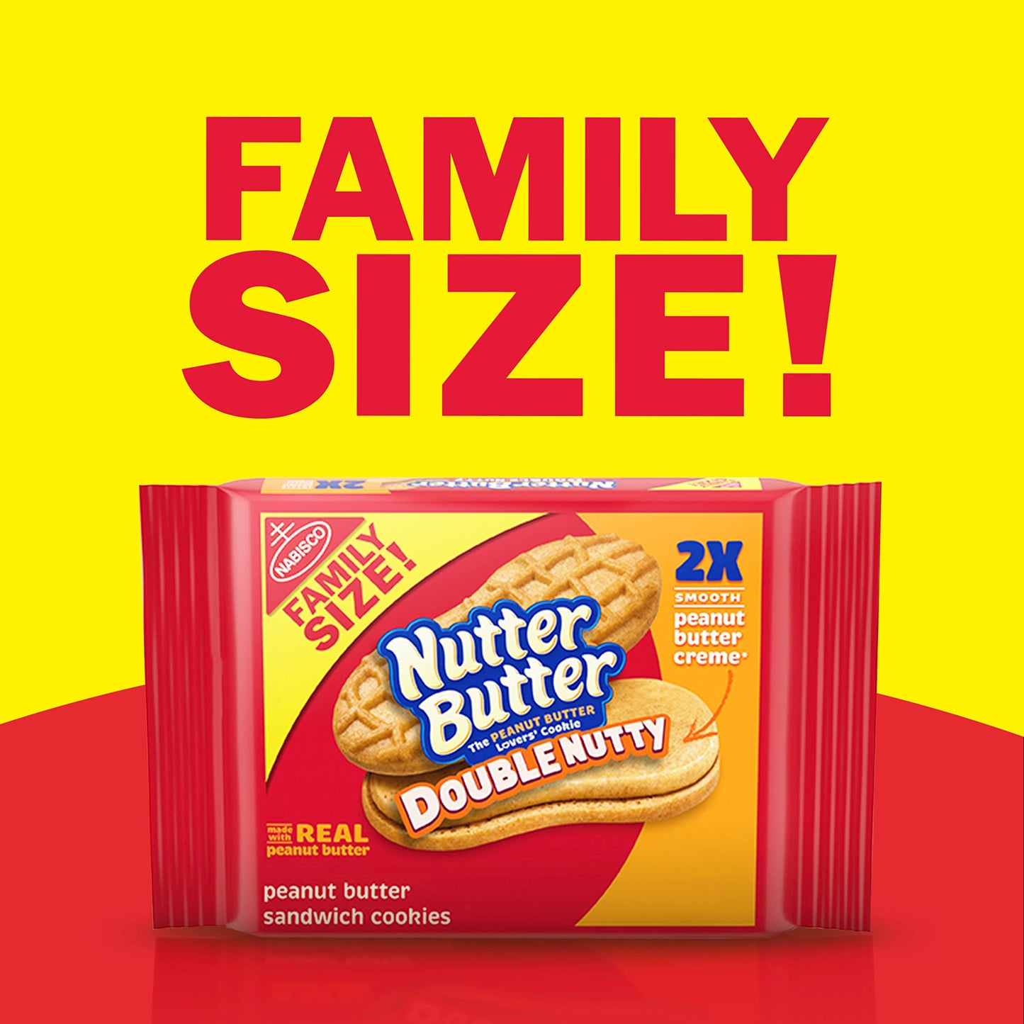Nutter Butter Double Nutty Peanut Butter Sandwich Cookies, Family Size, 12-15.27 Oz Packs