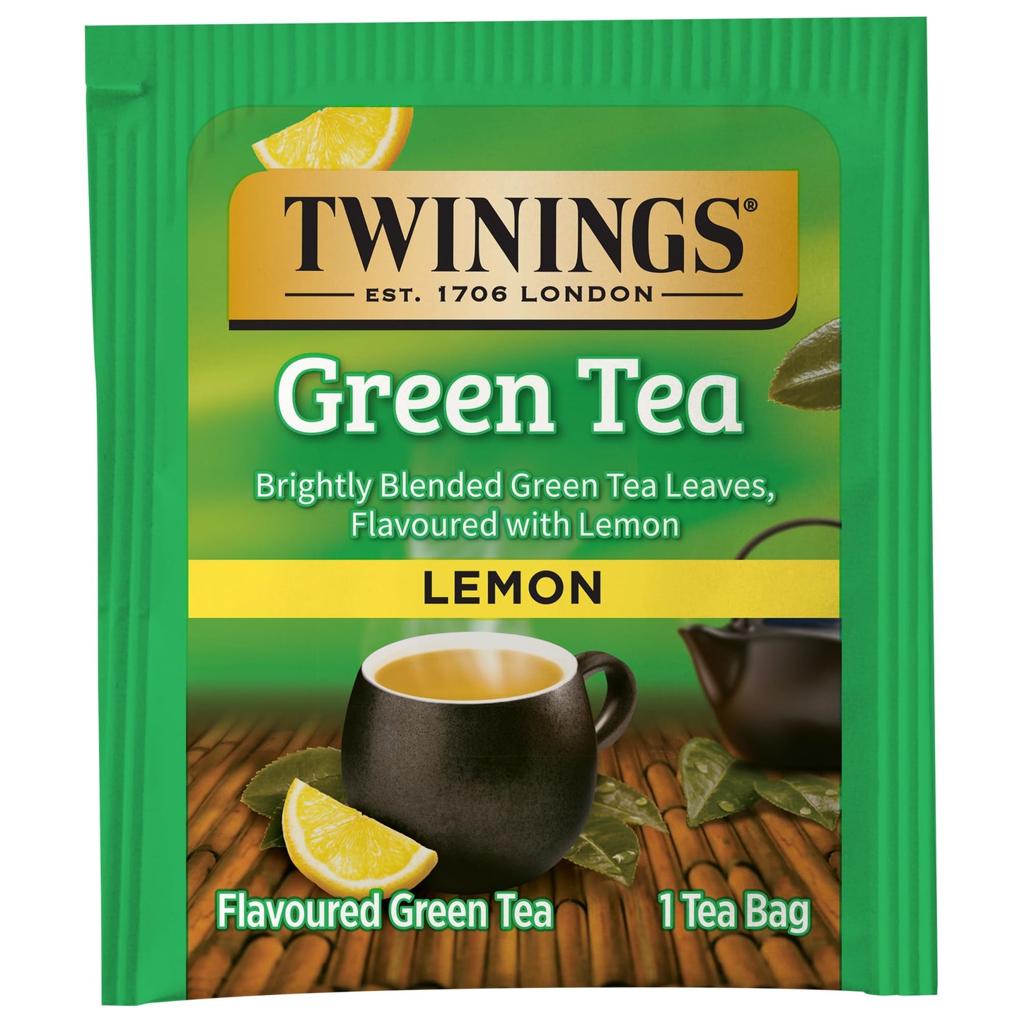 Twinings Green Tea with Lemon Individually Wrapped Bags, 20 Count (Pack of 6), Zesty Citrus Aroma & Flavour, Caffeinated, Enjoy