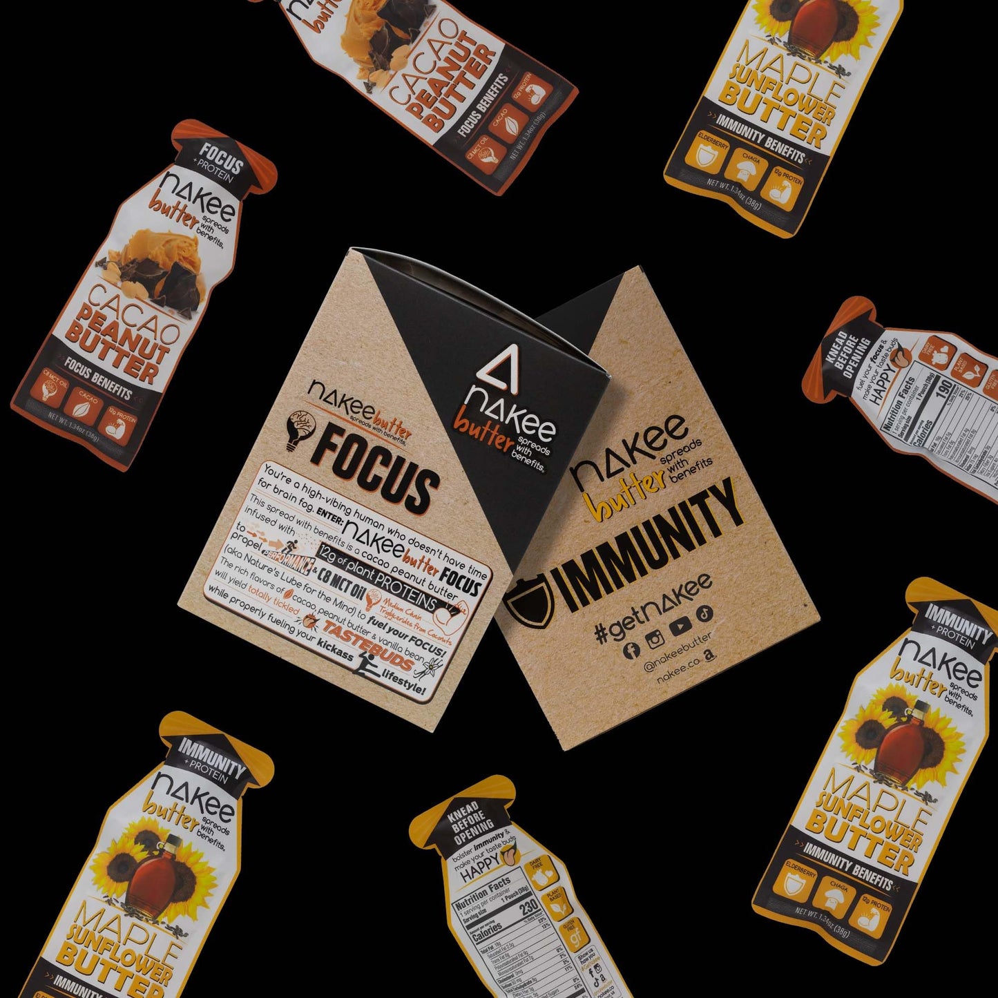 Nakee Butter Focus Cacao Peanut Butter - 12-Pack