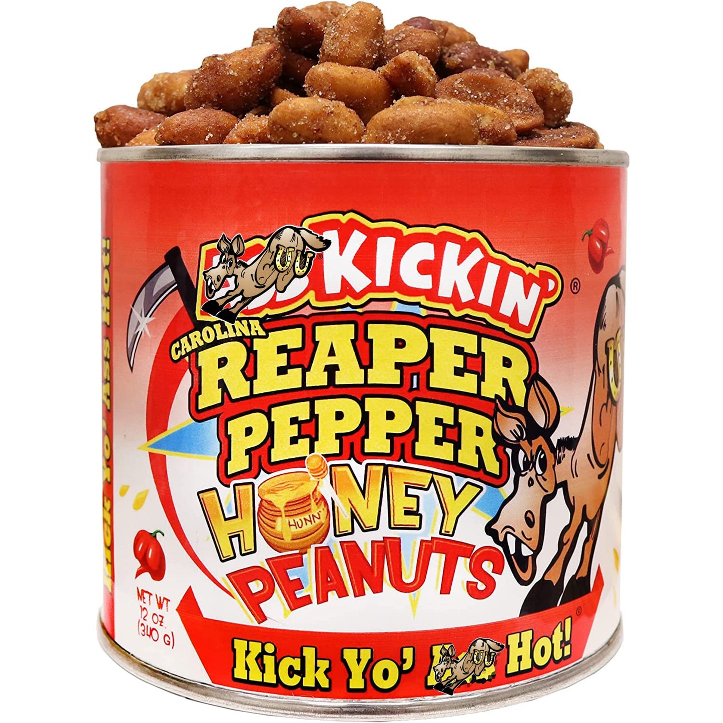 ASS KICKIN Spicy Hot Peanuts - Carolina Reaper Flavor - 12oz - Gourmet Snack - Pack of 1