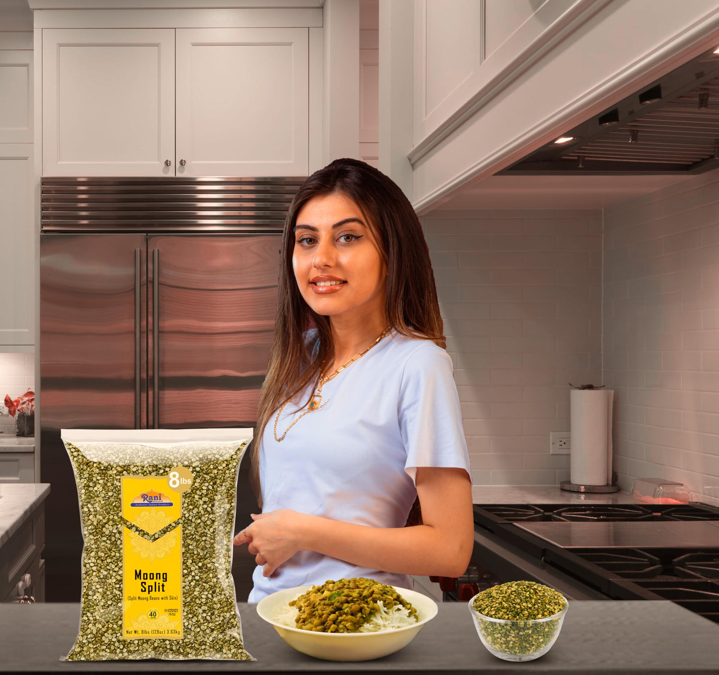 Rani Moong Split (Split Mung Beans With Skin) Lentils Indian 128Oz (8Lbs) 3.63Kg Bulk ~ All Natural | Gluten Friendly | Non-Gmo