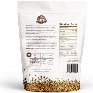 Ground Flax Seed | Manitoba Milling Co | One 1Lb Bag | Smooth Milled Flaxseed Fiber With Protein, Omega 3 | Gluten Free, Non-Gmo Gourmet Milled Flaxseed For Muffins, Yogurt, Smoothies