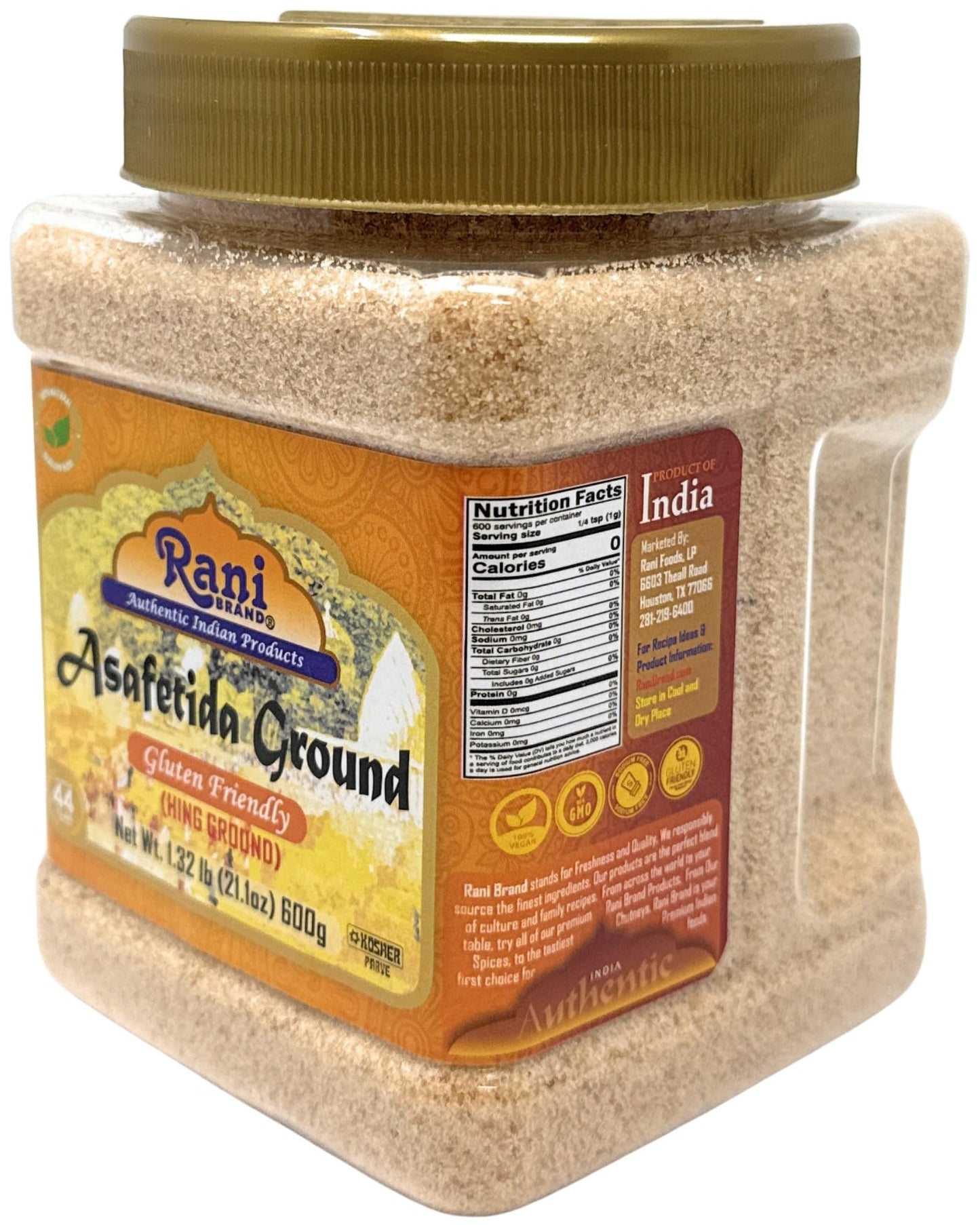 Rani Asafetida (Hing) Ground 21.1oz (1.32lbs) 600g Gluten Friendly, PET Jar ~ All Natural | Salt Free | Vegan | Non-GMO | Asafoe