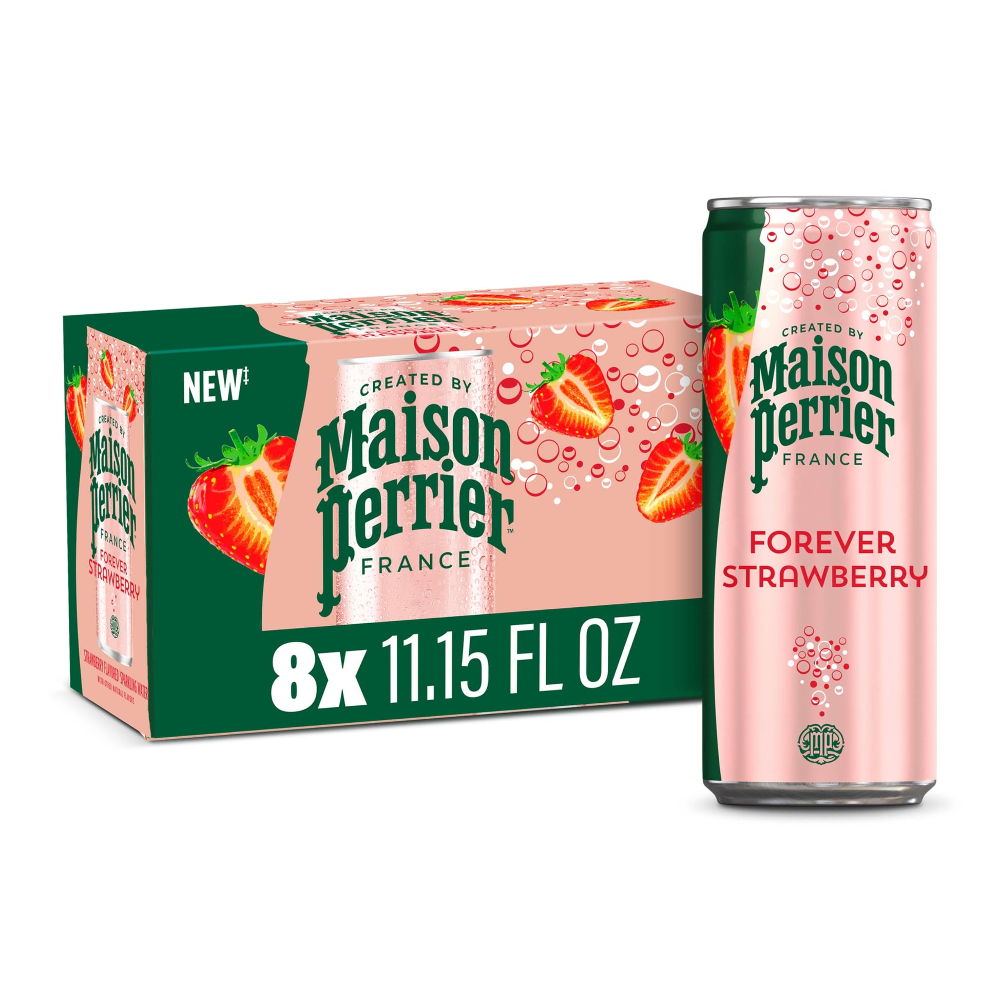 Maison Perrier Strawberry Flavored Sparkling Water, 11.15 Fl Oz Cans, Pack of 8, Model 074780778367
