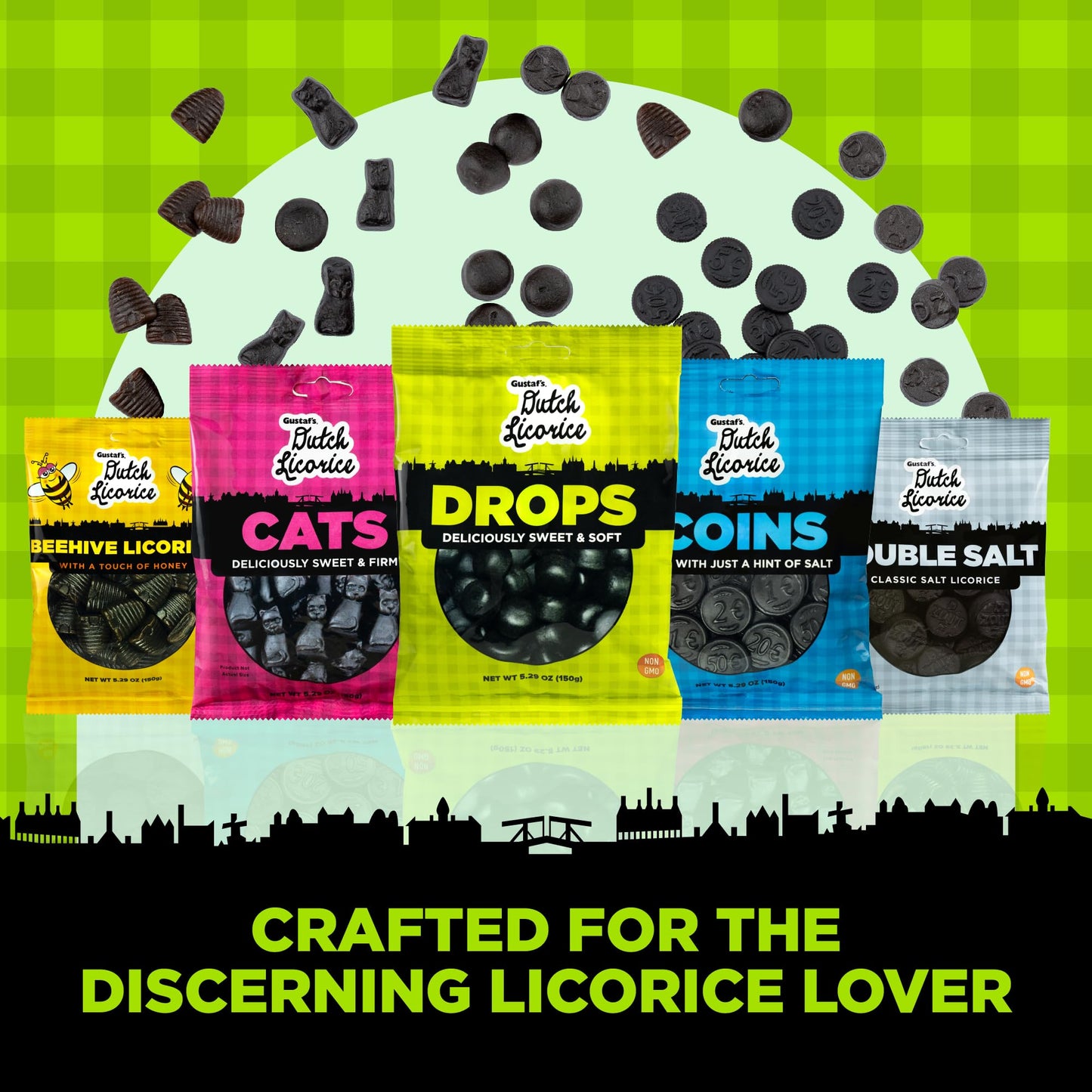Gustafs Dutch Licorice Drops, 5.2-Ounce Bags, Pack of 12, Black
