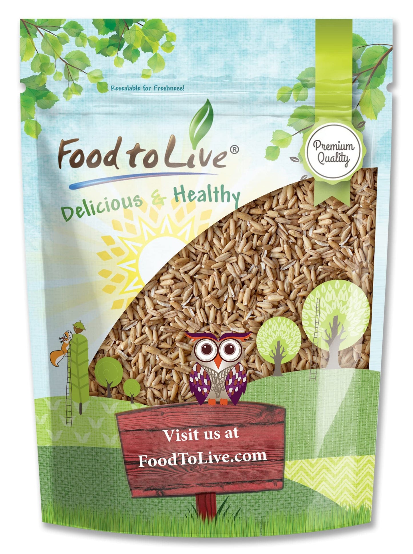 Food to Live Whole Grain Oat Groats - Kosher Hulless Seeds, Rich in Protein & Fiber, 1.5 Pounds