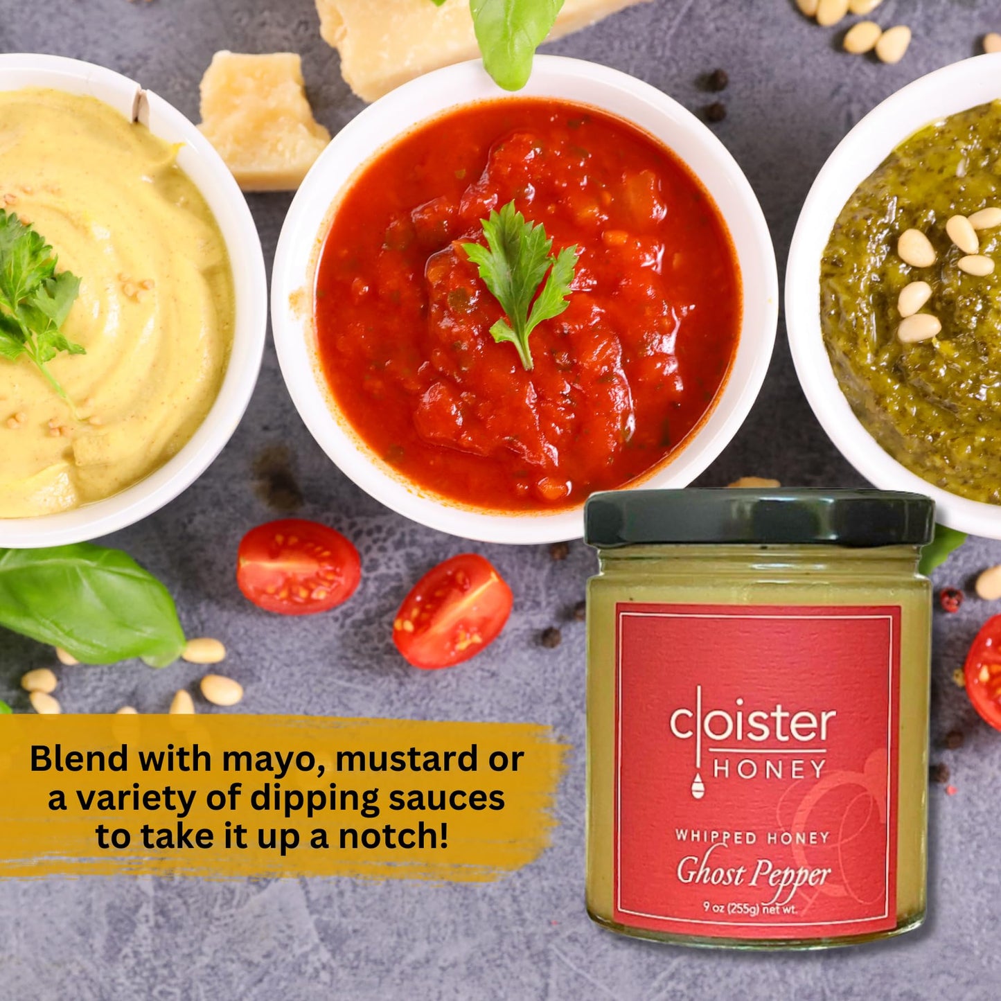 Cloister Honey Whipped Honey - Ghost Pepper (9 Oz) | Hand Crafted | Raw Artisan Honey | 100% Pure, Raw & Unfiltered | All Natura