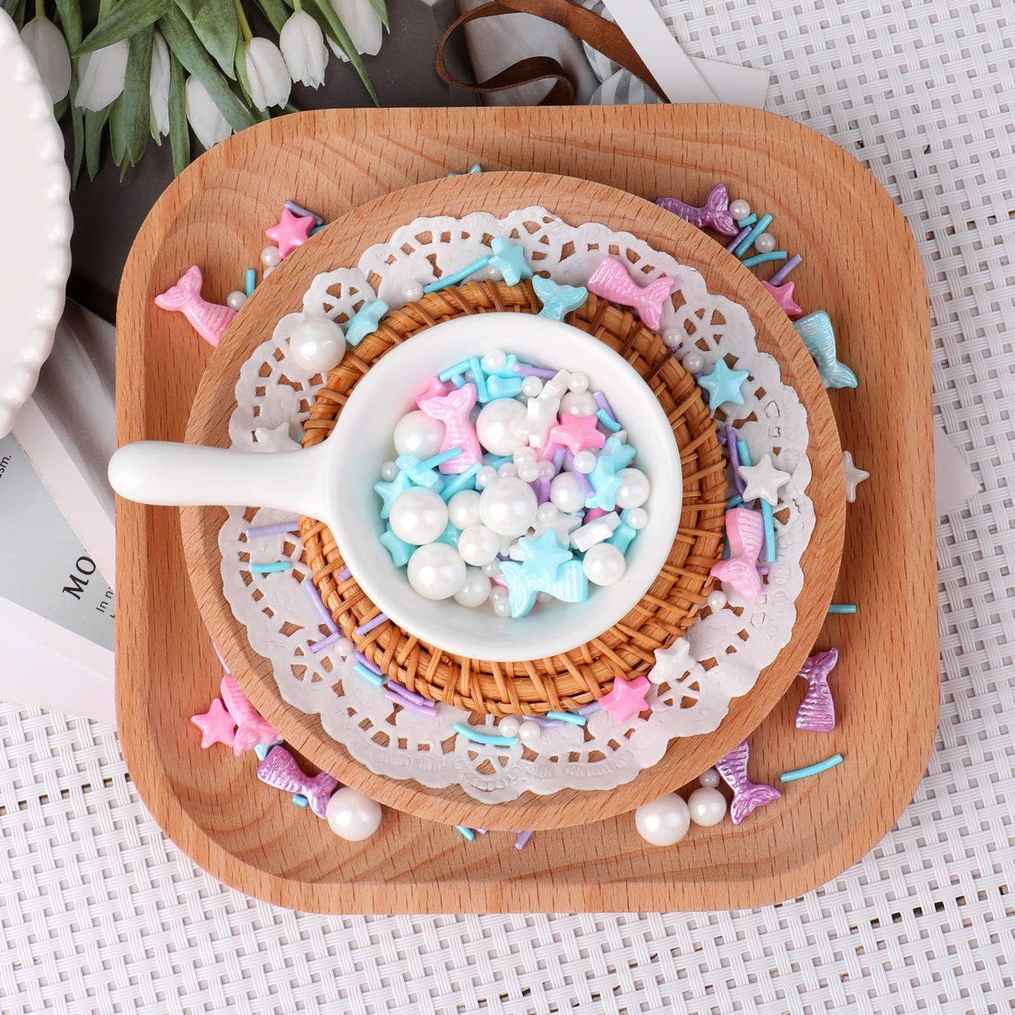 Pastel Sprinkles For Cake Decorating, Ocean Mermaid Sprinkles For Cake Cupcake Cookies Baking Ice Cream Decorations