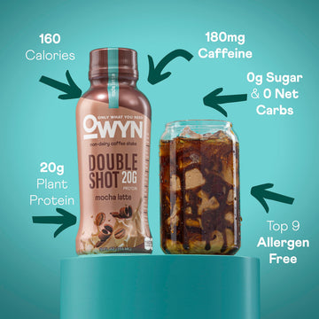 OWYN Only What You Need Doubleshot Protein Coffee Shake, Dairy Free, Vegan, 20g Protein, 180mg Caffeine, 12 Fl Oz (Pack of 12)