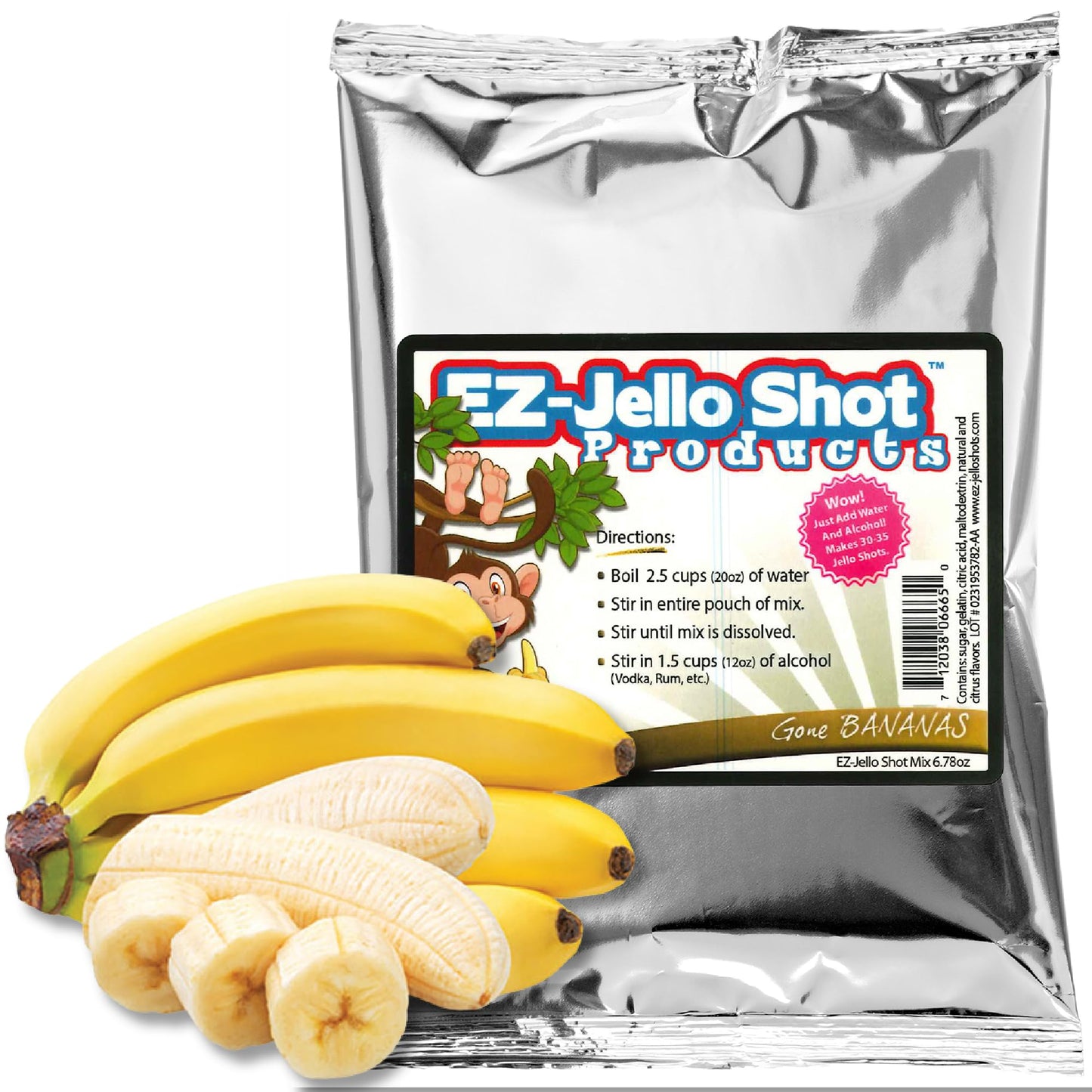 EZ-SQUEEZE Gone Bananas Jello Shot Mix - Gluten-Free Gelatin Powder, 6.78 oz