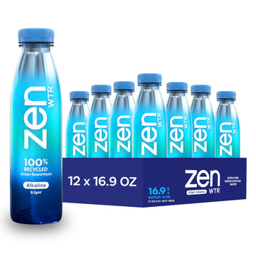 Zenwtr Ultra-Pure, Vapor Distilled Water, 16.9 Oz (Pack Of 12) Bottled Water, 9.5 Ph Alkaline Water With Electrolytes For A Cris