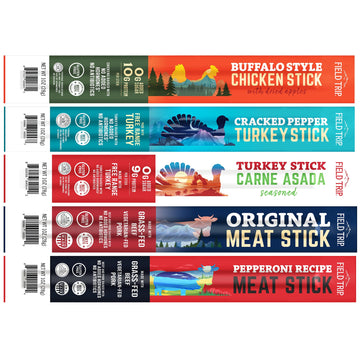 Field Trip Jerky Snack Sticks, Grass Fed, Free Range, Keto, Paleo, Gluten Free, High Protein, 1oz, Variety Pack 1, 10 Count