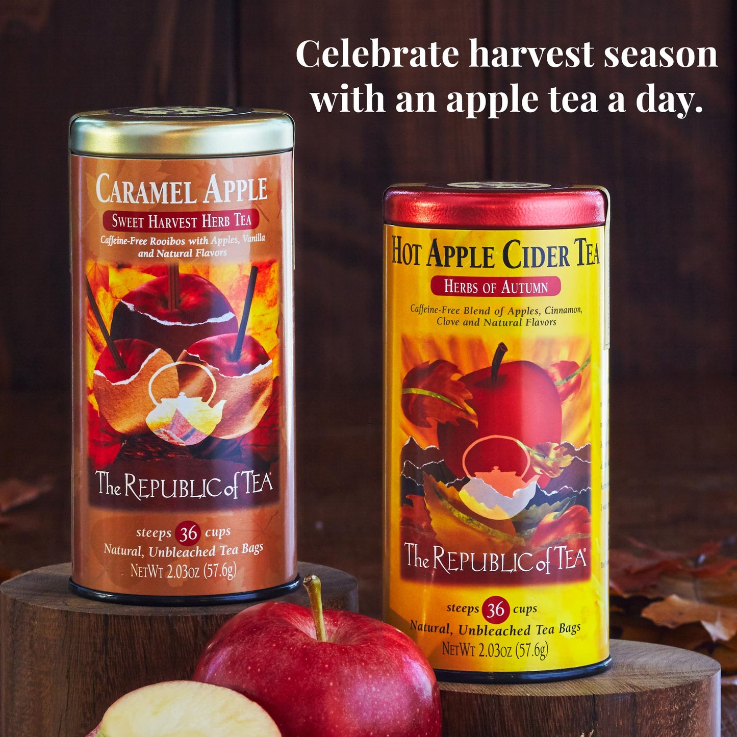 The Republic of Tea Mulled Apple Spice Herbal Tea, 36 Bags, Naturally Caffeine Free, Model 0742676406518