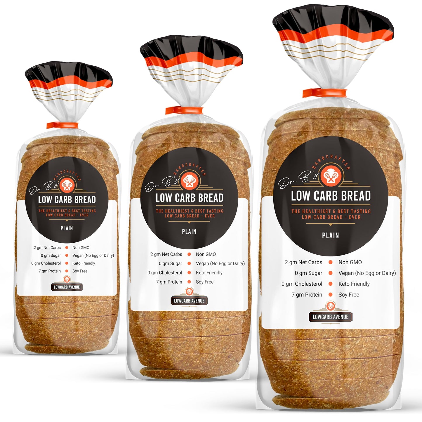 Dr. Bs Multigrain Bread | 2G Net Carbs & 7G Protein | Low Calorie, Vegan, Sugar Free | Fresh, Sliced, Keto & Low Carb Bread Loaf ((3 Pack (16 Oz), Plain)