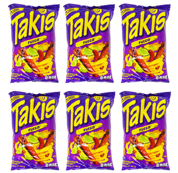 Barcel Takis Fuego Hot Chili Pepper & Lime Corn Snack: 6 Bags Of 9.9 Oz
