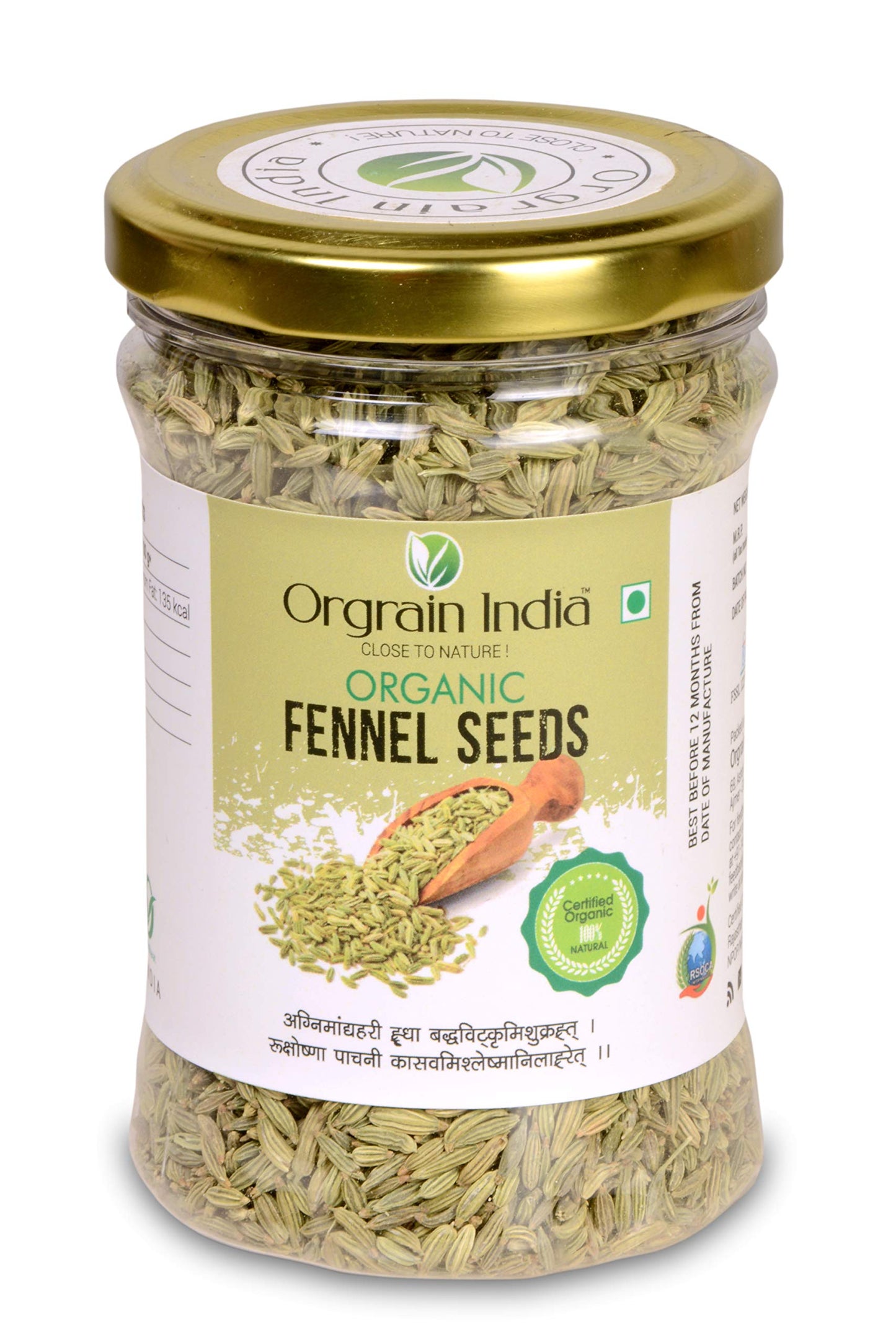 Orgrain India Organic Fennel Seeds, 120G | Saunf | Variyali | Whole Indian Spices