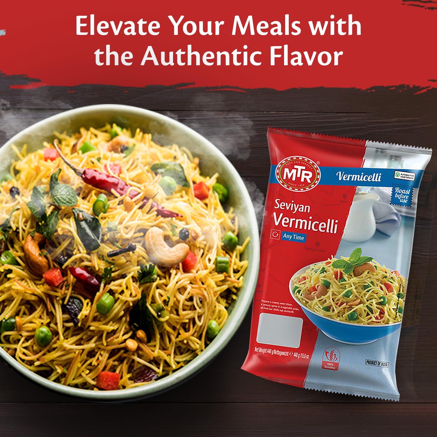 Mtr Seviyan Vermicelli - Vermicelli Made From 100% Wheat Semolina (Suji) - No Added Maida - Non-Sticky And Non-Lumpy - No Added