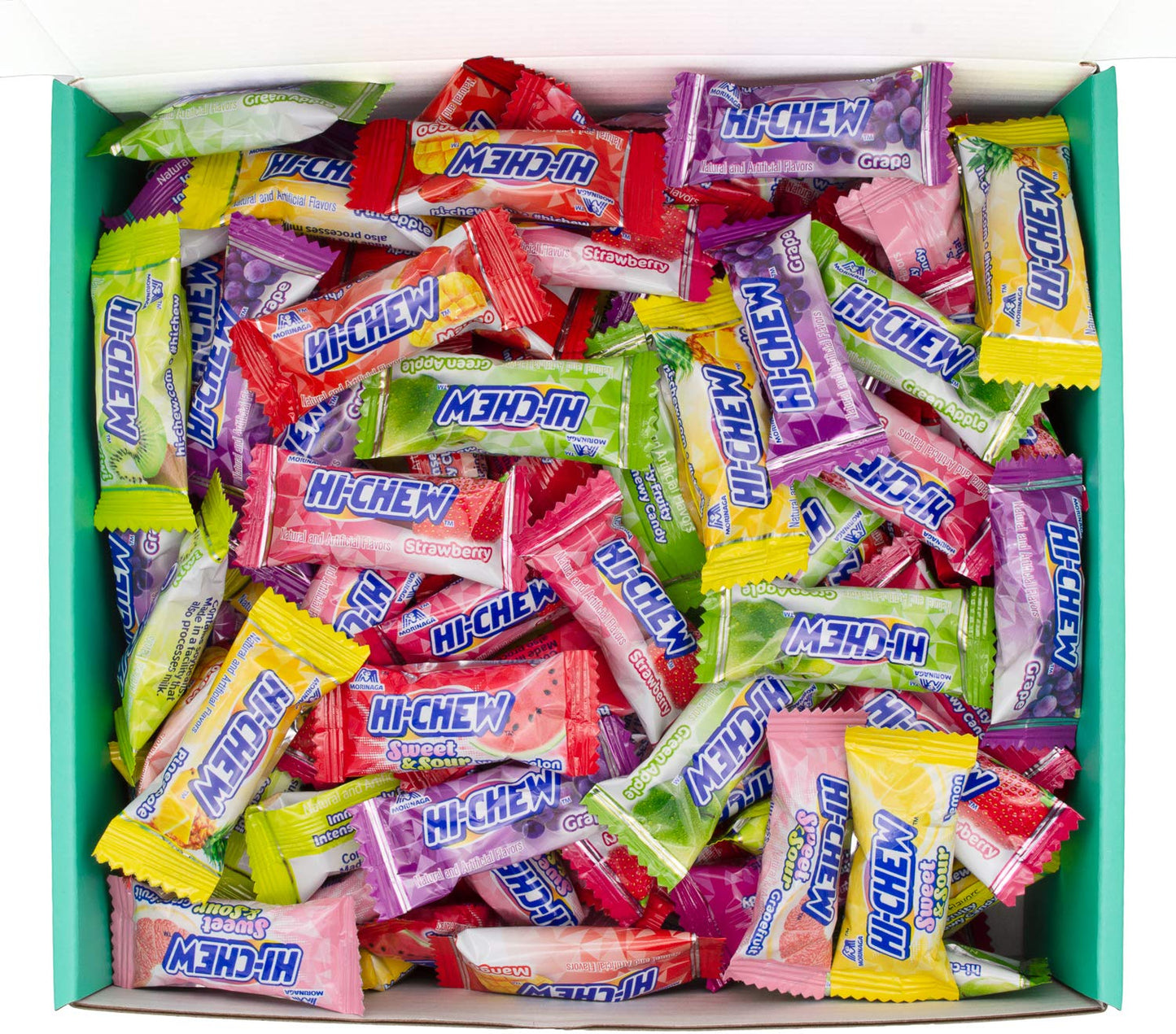Hi-Chew 10 Flavors, Bulk 165+ Pieces, 2 Pound (Hi Chew Fruit Strawberry, Mango, Green Apple, Grape, Kiwi, Pineapple, Dragon Frui