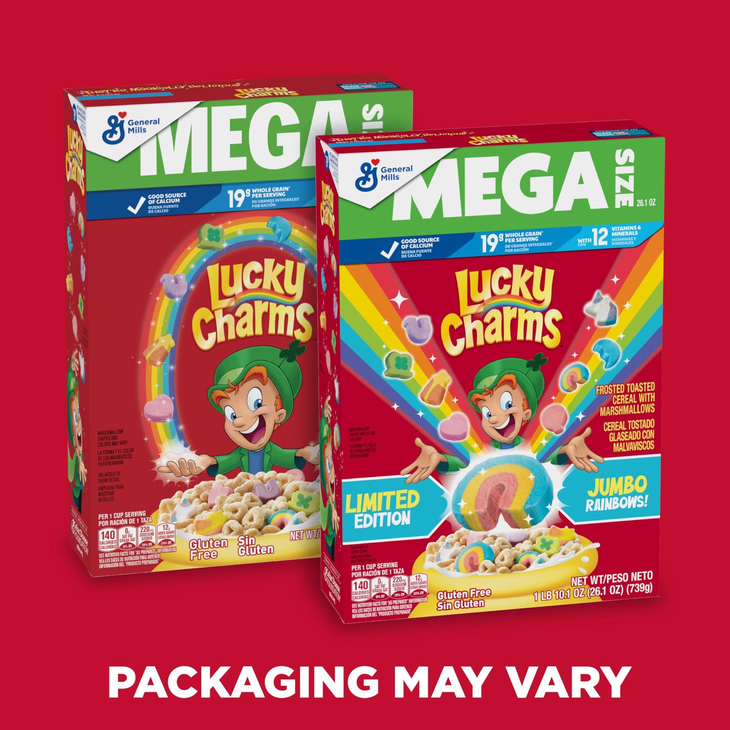 Lucky Charms Gluten Free Cereal with Marshmallows, Limited Edition, Whole Grain, Mega Size, 26.1 oz
