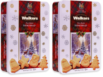 Walker? Assorted Shortbread Cookies in Festive Shapes - Shortbread Cookie Tin (8.8 oz) - Includes Christmas Tree, Bell, Star and