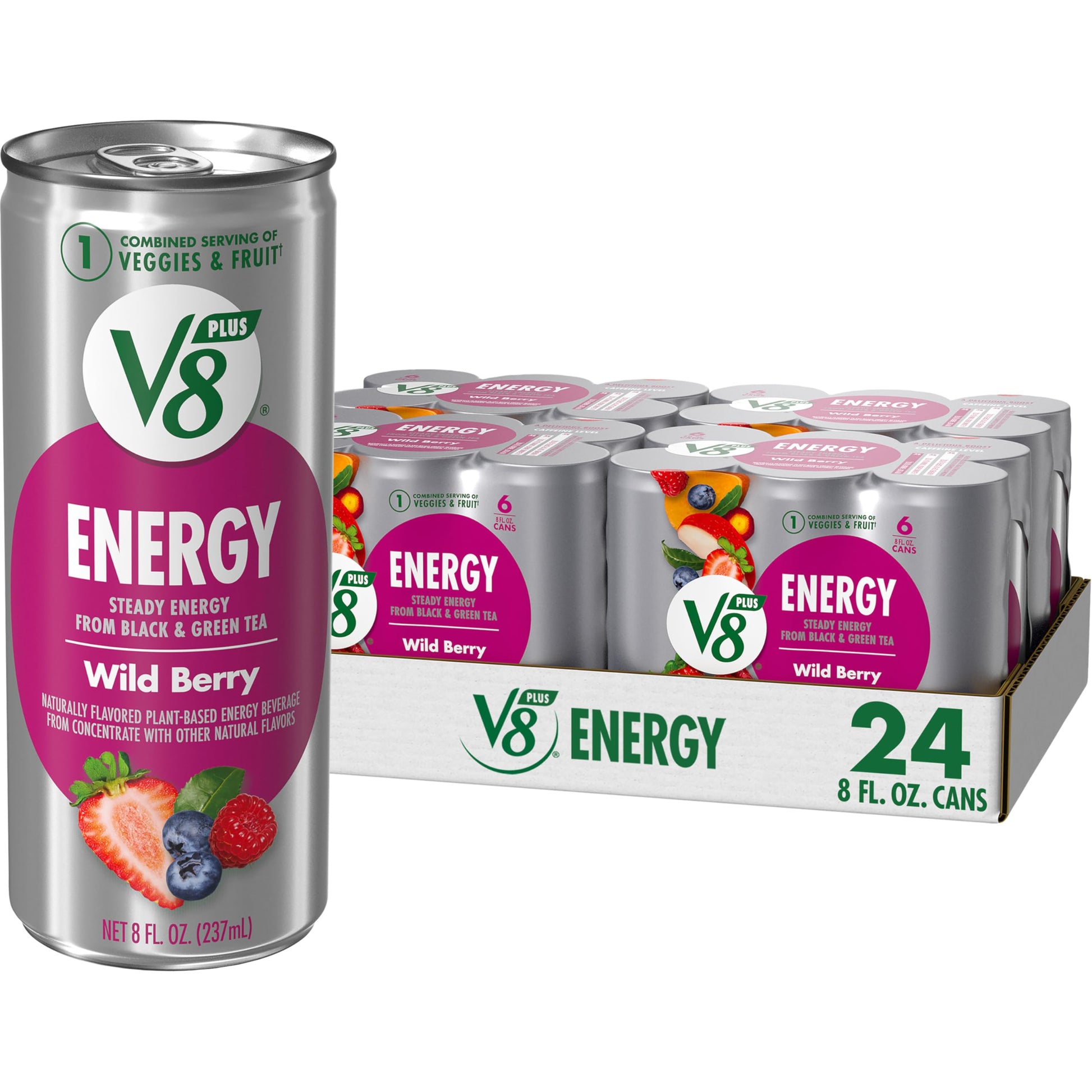 V8 Energy Drink, Wild Berry Flavor, 8 Fl Oz (Pack of 24), Model 200000027101