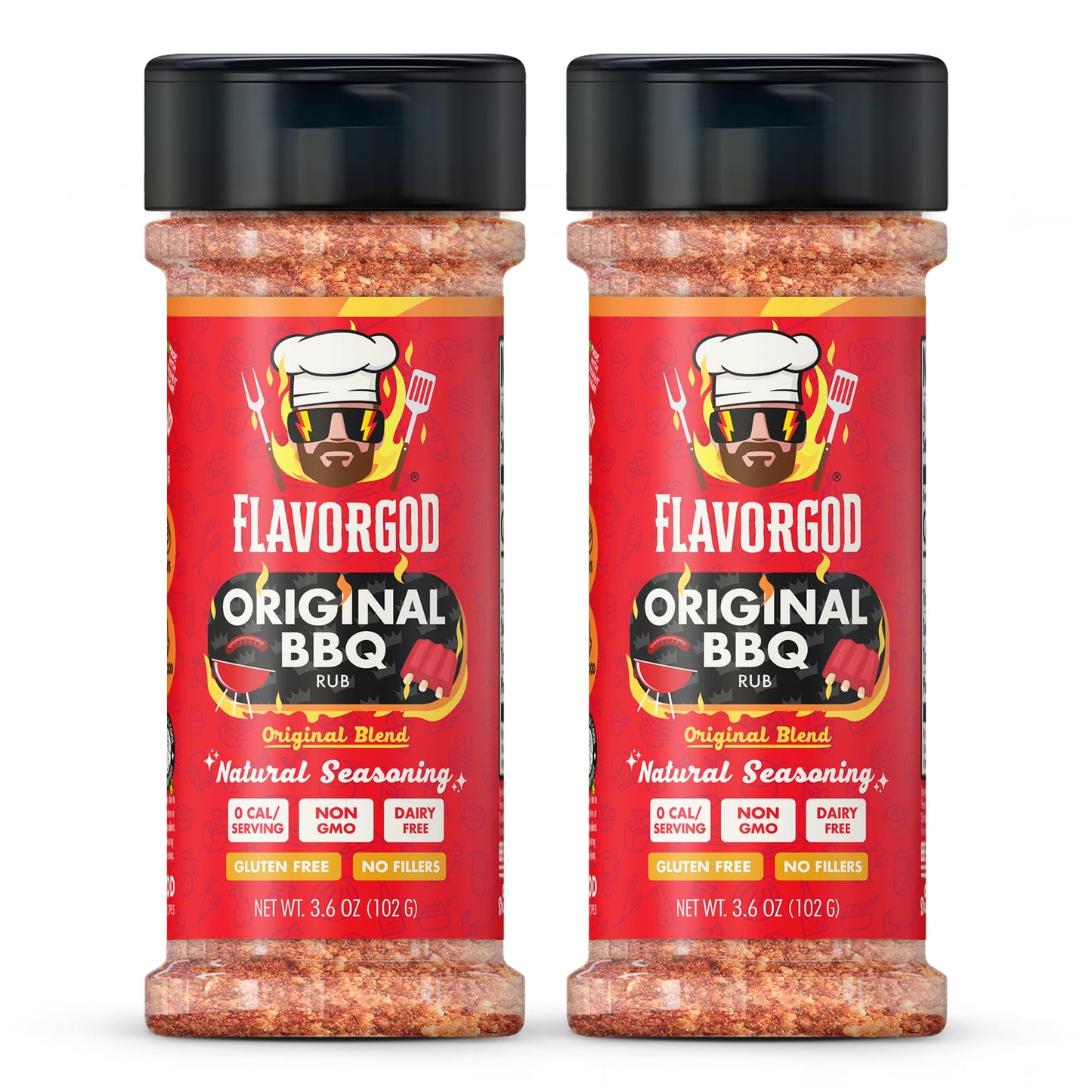 Flavor God BBQ Rub Mix - Natural Spice Blend for Grilling - Large (Pack of 2) - Kosher, Gluten & Dairy Free