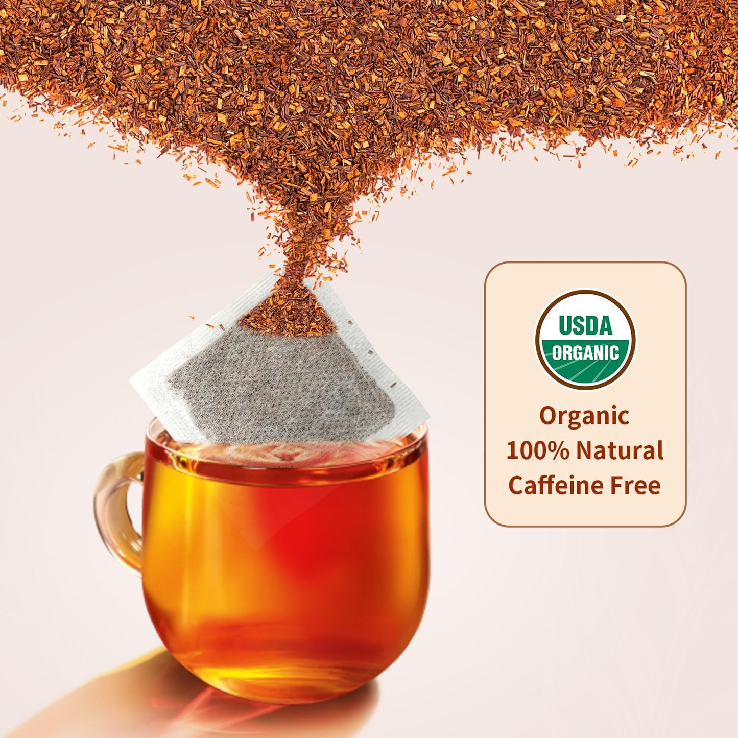 Soeos Organic Rooibos Tea  200 Teabags (2 Packs)  Naturally Caffeine Free  USDA and Non GMO Certify  Smooth and Robust Flavor  Excellent for Hot or Iced Brew  18oz (500g)