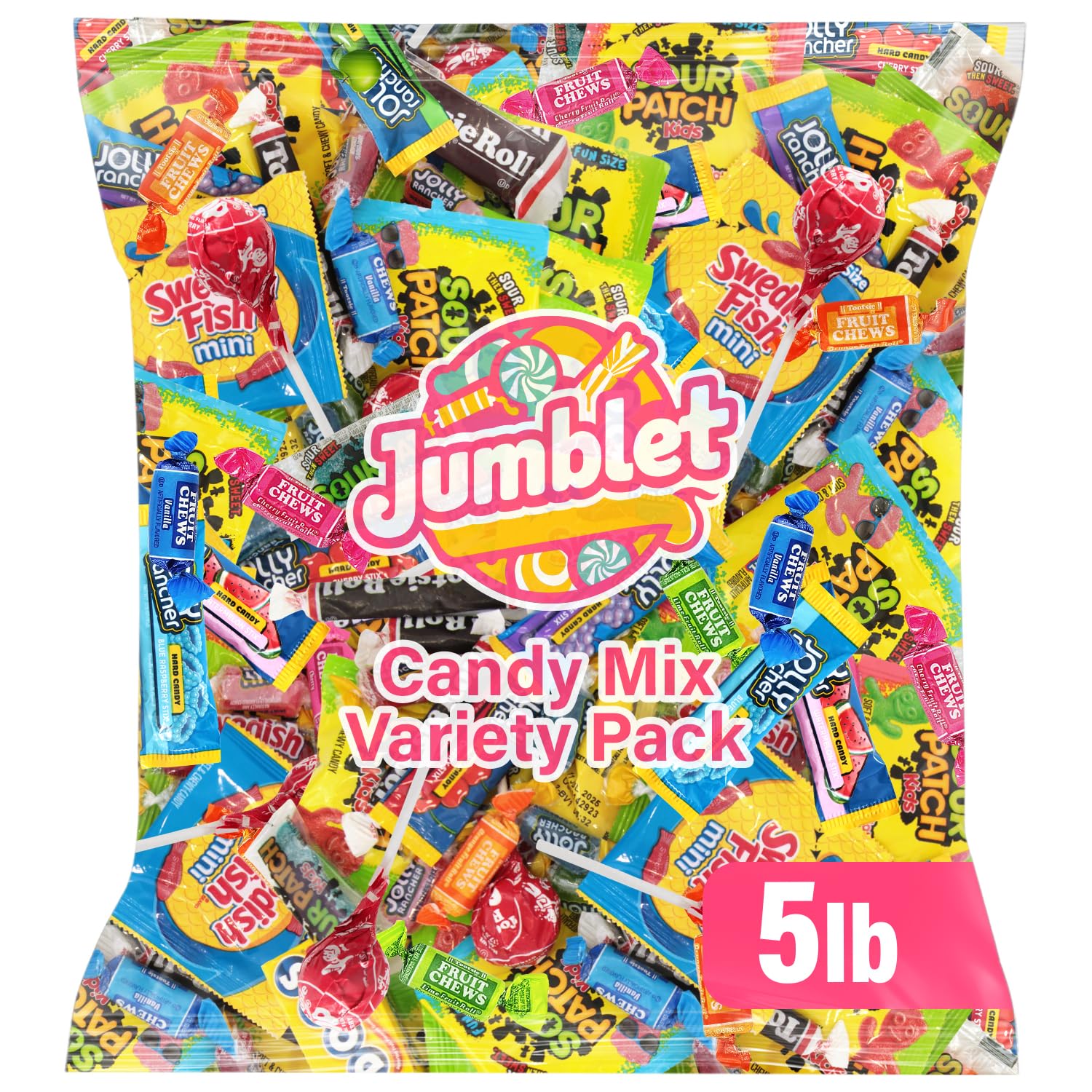 Bulk Candy Mix Variety Pack - 5lb Pack of Individually Wrapped Assorted Sweets for Party Favors, Candy Buffets, Goodie Bags, Gif