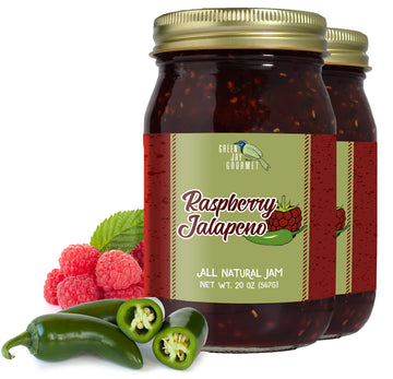 Green Jay Gourmet Raspberry Jalapeno Jam, All-Natural, Vegan, Gluten-Free, 2 x 20 Ounces