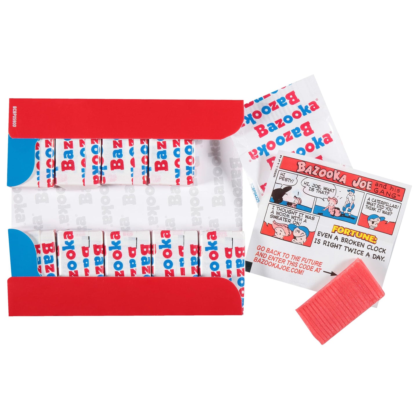 Bazooka Bubble Gum 10 Piece Wallet Pack (Pack of 12) Individually Wrapped Pink Chewing Gum in Original Flavor - Fun Old Fashione