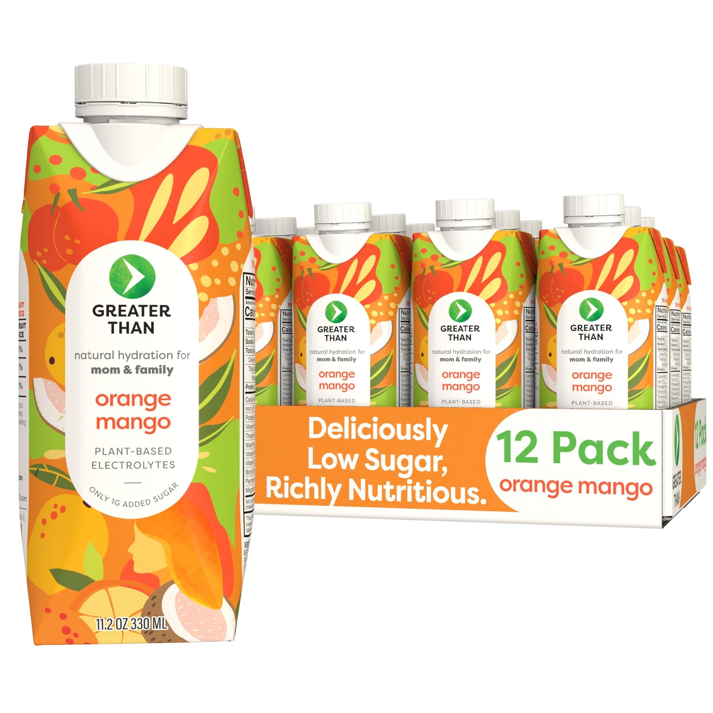 Greater Than Lactation dietary product Support  Coconut Water  Vitamins & Electrolyte Drink for Breastfeeding & Immune Support  Lactation Cookies Alt  Gluten Free  Low Sugar  12 Pack  Orange Mango