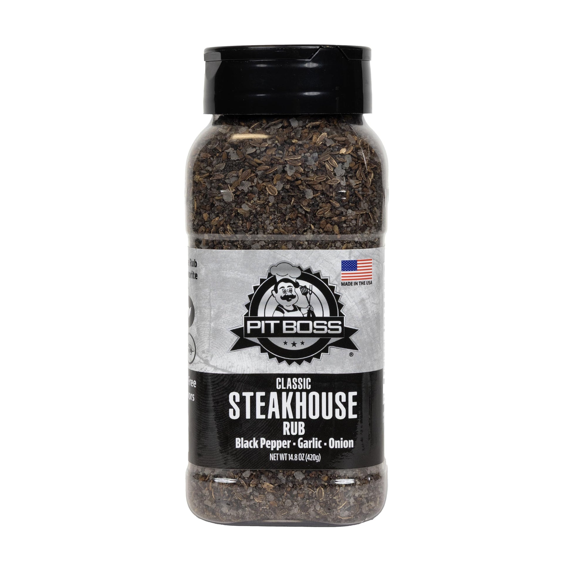 Pit Boss Classic Steakhouse Rub | Black Pepper Garlic Onion Blend | Grill Spices for Beef, Chicken, and Fish | Gluten Free, Pres
