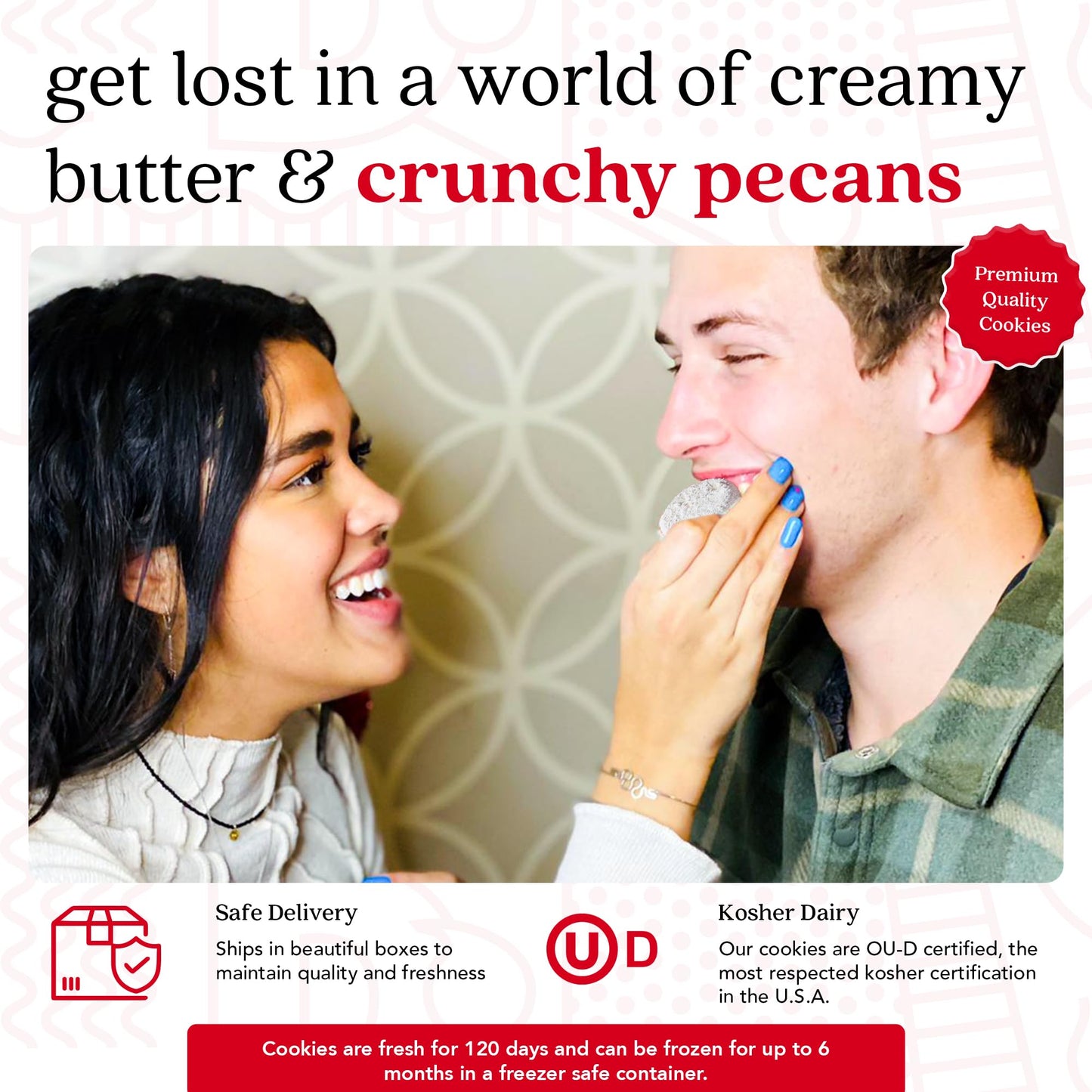 David'S Cookies Gourmet Butter Pecan Meltaway Singles - Gourmet Cookie Snacks With Crunchy Pecans And Powdered Sugar - Pure Crea