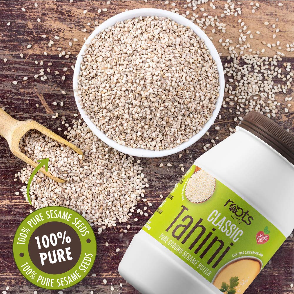 Roots Circle All-Natural Sesame Tahini Paste | 100% Pure Rich & Creamy Ground Sesame Seed Paste For Hummus, Tahini Sauce, Dressi