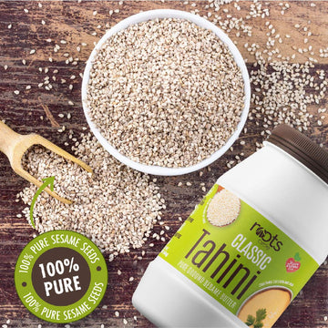 Roots Circle All-Natural Sesame Tahini Paste | 100% Pure Rich & Creamy Ground Sesame Seed Paste For Hummus, Tahini Sauce, Dressi