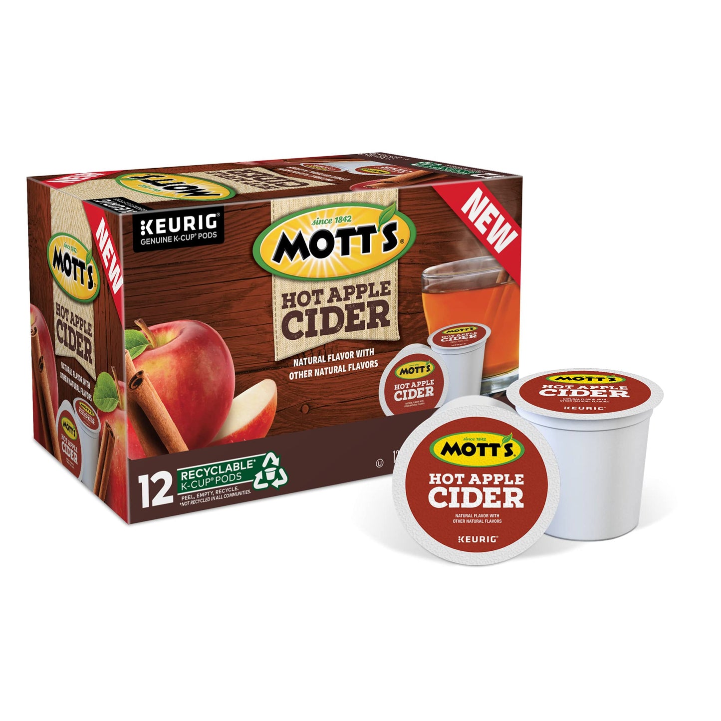 Motts Hot Apple Cider K-Cup Pods, 12 Count, Single-Serve Coffee Pods