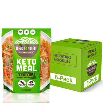Miracle Noodle Teriyaki Konjac Shirataki Noodles - Plant Based, Vegan, Gluten & Grain Free, Non Gmo, Low In Calories & Carbs Noodles, 9.2 Oz, 6-Pack
