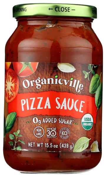 Organicville Pizza Sauce, 0g Sugar, Whole30, Gluten Free, Non-GMO, Vegan, 15.5 Oz (Pack of 6)