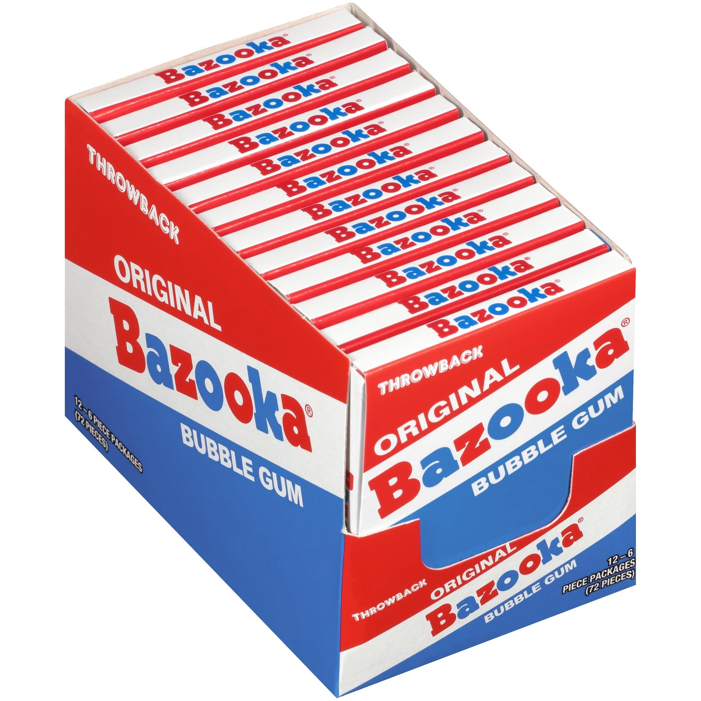 Bazooka Bubble Gum 6 Piece Wallet Pack (Pack of 12) Pink Chewing Gum in Original Flavor - Fun Old Fashioned Candy for Halloween