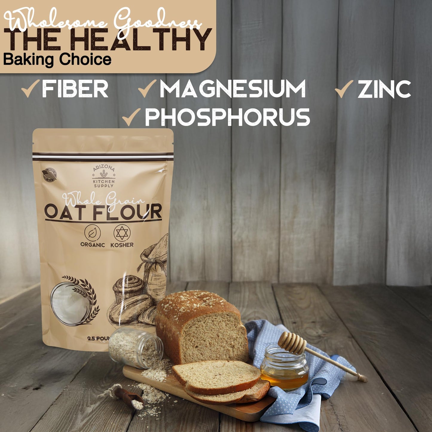 Organic Whole Grain Oat Flour - 2.5 Lb - Product Of The Usa - Premium, Nutrient-Rich Flour For Baking & Cooking Brough To You By