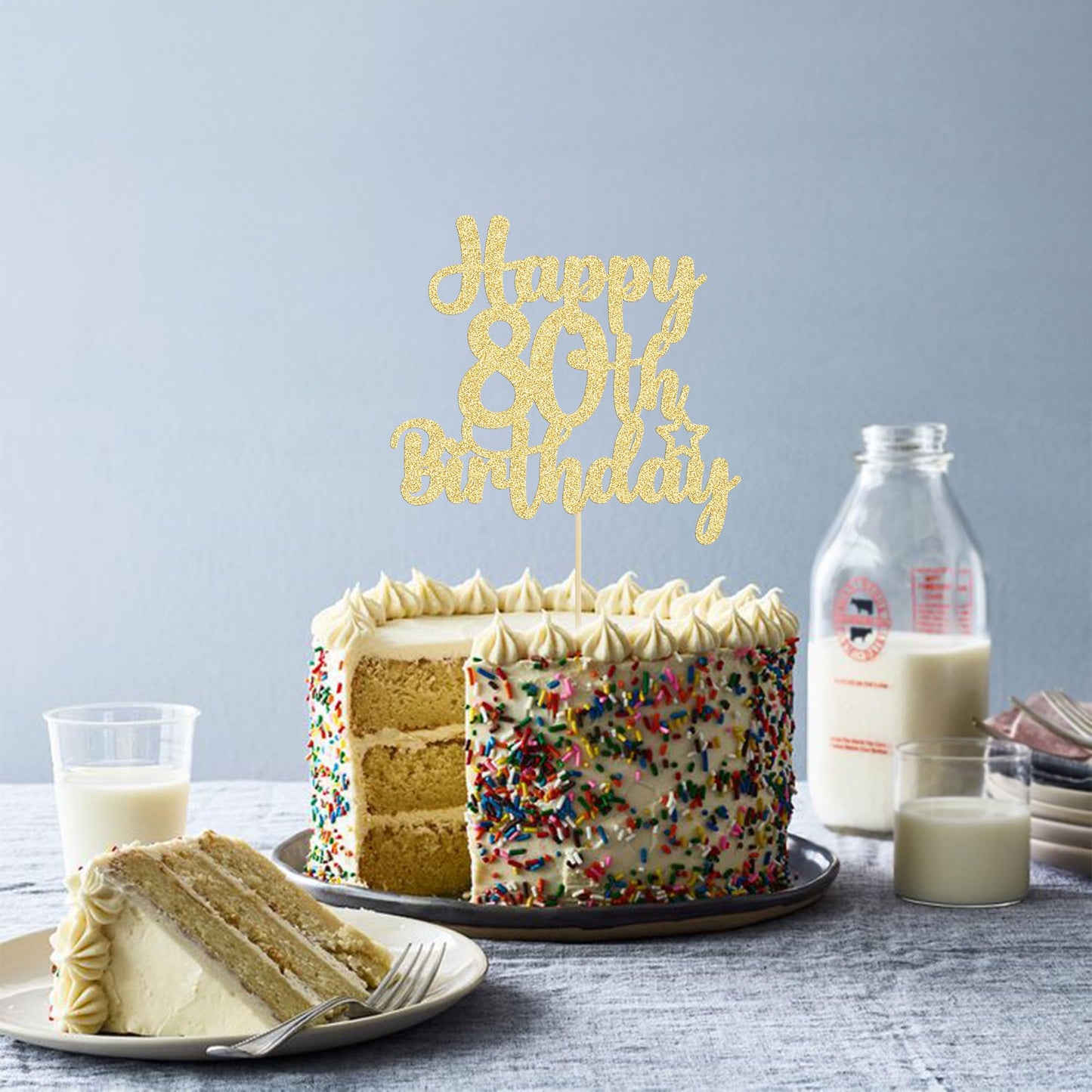 Gyufise 1Pc Happy 80Th Birthday Cake Topper Glitter Cheers To 80 Years Old Birthday Cake Pick For Happy 80Th Birthday Anniversar