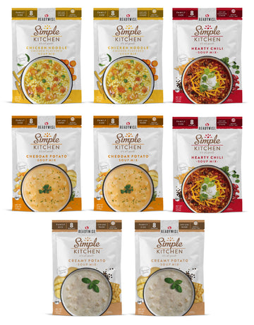 READYWISE - Simple Kitchen, Soup Favorites, Variety Pack, 8 Servings Per Pouch, Soup Mix, Family Size, MRE, Freeze Dried Food, R