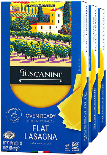 Tuscanini Oven Ready Authentic Italian Flat Lasagna, 3 Pack, 17.6oz Total, Made with Premium Durum Wheat