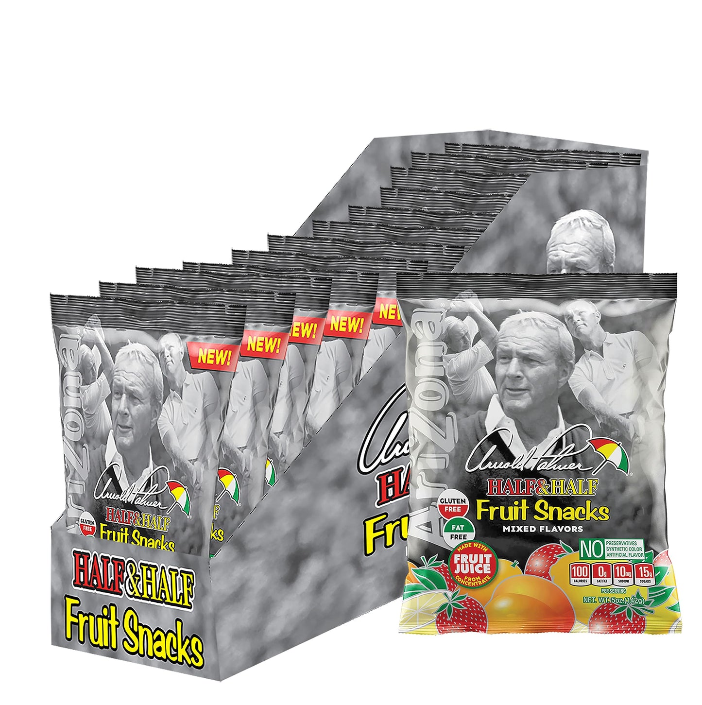 Arizona Arnold Palmer Half And Half Fruit Snacks, Gluten Free Mixed Fruit Gummy Chews, 5 Ounce Individual Single Serve Bags (Pac